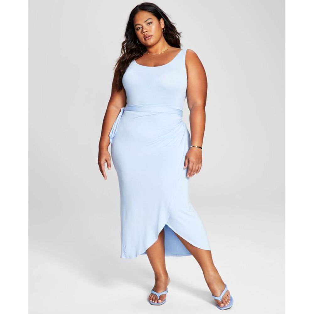 And Now This Now This Trendy Plus Size Side Tie Midi Dress